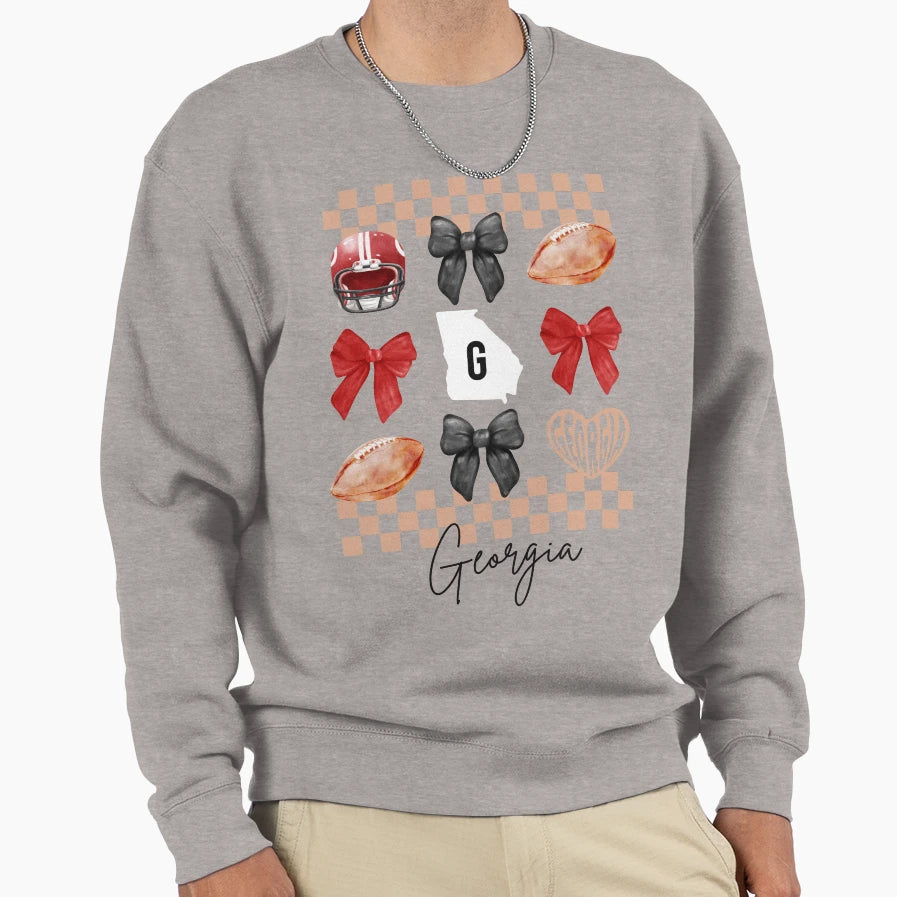 Bows Checkerboard And Georgia Sweatshirt - Fun Novelty Design Men Women - T-Shirt, Sweatshirt, Hoodie