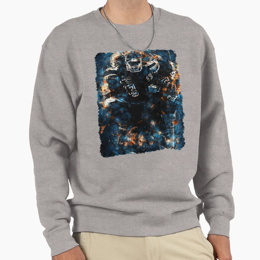 Football Team Red Blue Fire Art Sweatshirt - Streetwear Style Unisex - T-Shirt, Sweatshirt, Hoodie