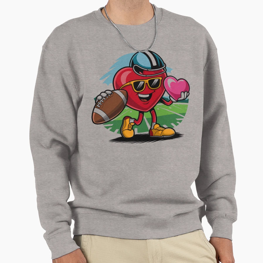 Valentines Day Heart Quarterback Sweatshirt - Graphic Print Unisex - T-Shirt, Sweatshirt, Hoodie