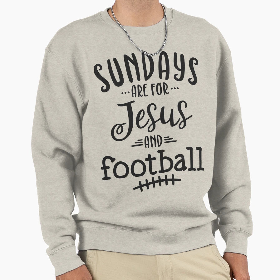 Sundays Are Jesus And Football Sweatshirt - Minimalist Print Unisex - T-Shirt, Sweatshirt, Hoodie