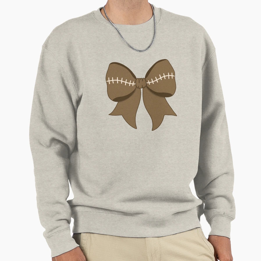 Football Bow Sweatshirt - Minimalist Print for Adults - T-Shirt, Sweatshirt, Hoodie