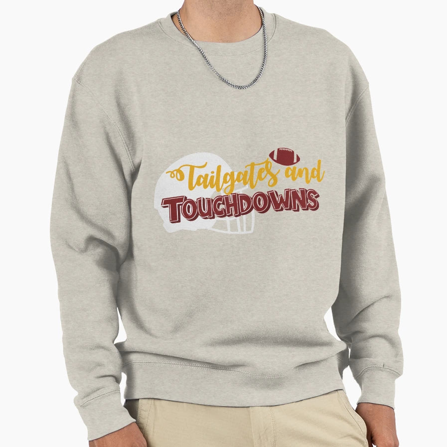 Tailgates And Touchdowns Sweatshirt - Minimalist Print Men Women - T-Shirt, Sweatshirt, Hoodie