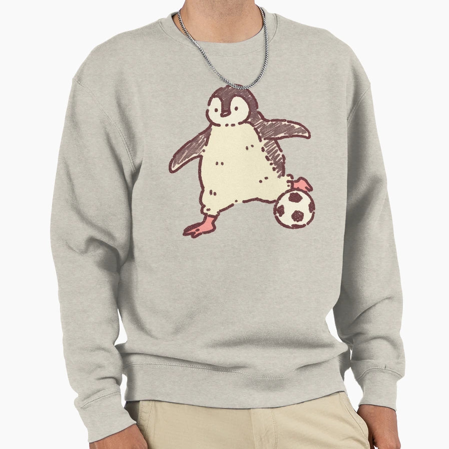 Soccer Football Penguin Playful Sweatshirt - Aesthetic Graphic Men Women - T-Shirt, Sweatshirt, Hoodie