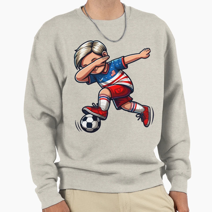 Dabbing Soccer Usa Flag Jersey Sweatshirt - Unique Graphic Men Women - T-Shirt, Sweatshirt, Hoodie