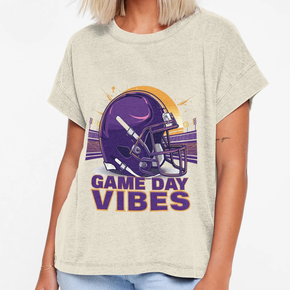 Copy Purple Gold Helmet Game Day Vibes T-Shirt - Minimalist Print Unisex - T-Shirt, Sweatshirt, Hoodie