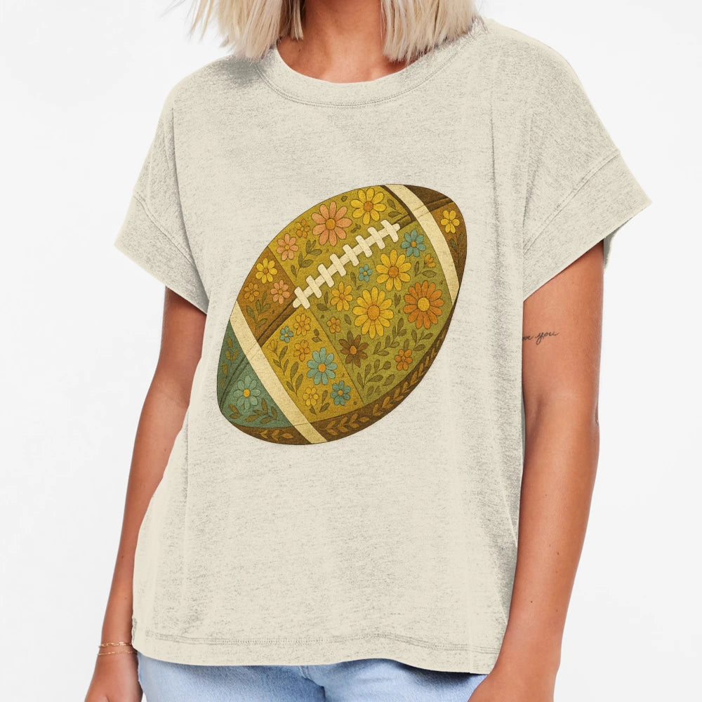 Floral Football Autumn Boho Game Day T-Shirt - Streetwear Style Men Women - T-Shirt, Sweatshirt, Hoodie