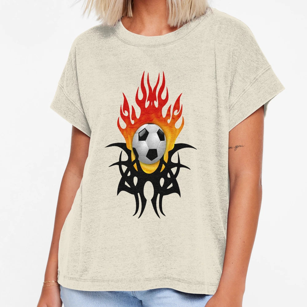 Soccer Ball Flames T-Shirt - Casual Everyday Wear for Adults - T-Shirt, Sweatshirt, Hoodie