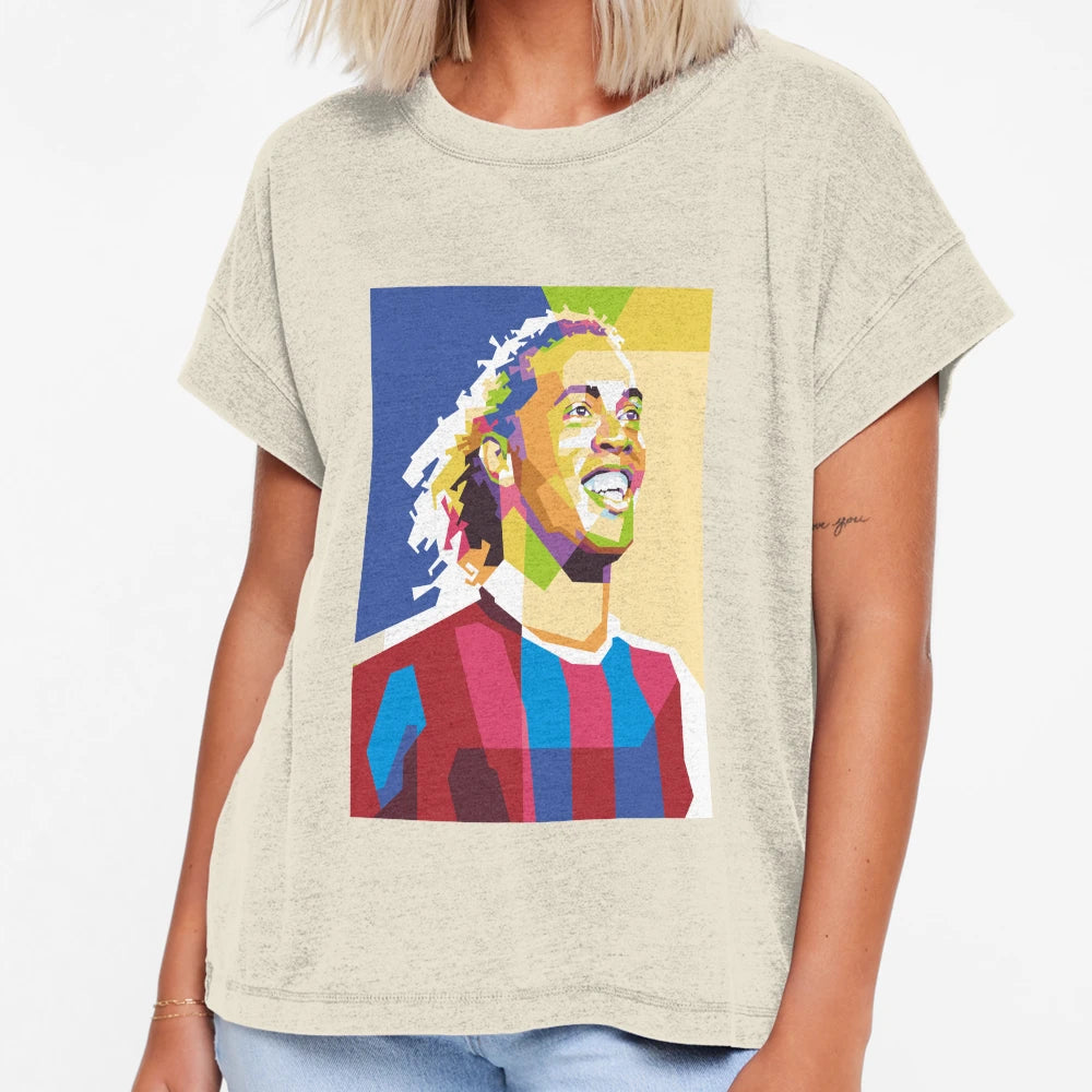 Ronaldinho Pop Art Portrait T-Shirt - Casual Everyday Wear Unisex - T-Shirt, Sweatshirt, Hoodie