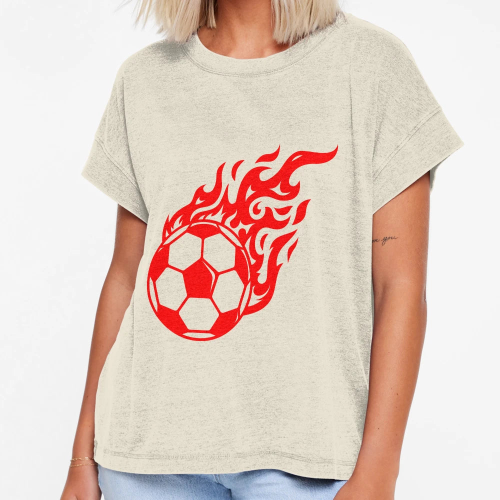 Football Red Fire Ball Football Ball T-Shirt - Graphic Print Men Women - T-Shirt, Sweatshirt, Hoodie