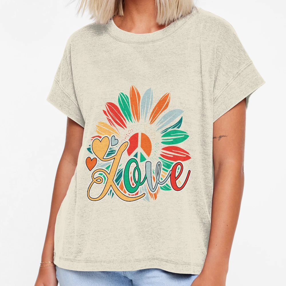 Love Flower Peace Love Hippie 60S 70S T-Shirt - Custom Art Print Unisex - T-Shirt, Sweatshirt, Hoodie