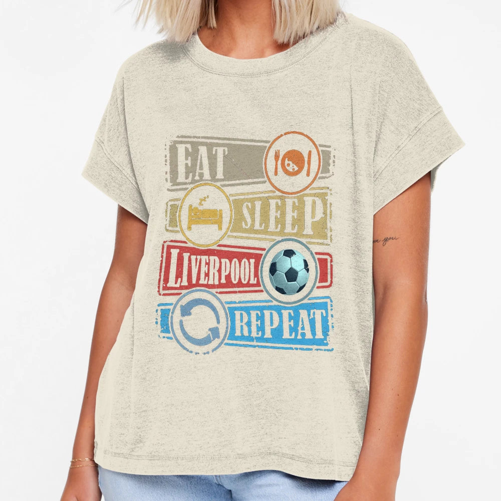 Eat Sleep Liverpool Football Repeat T-Shirt - Novelty Apparel Unisex - T-Shirt, Sweatshirt, Hoodie