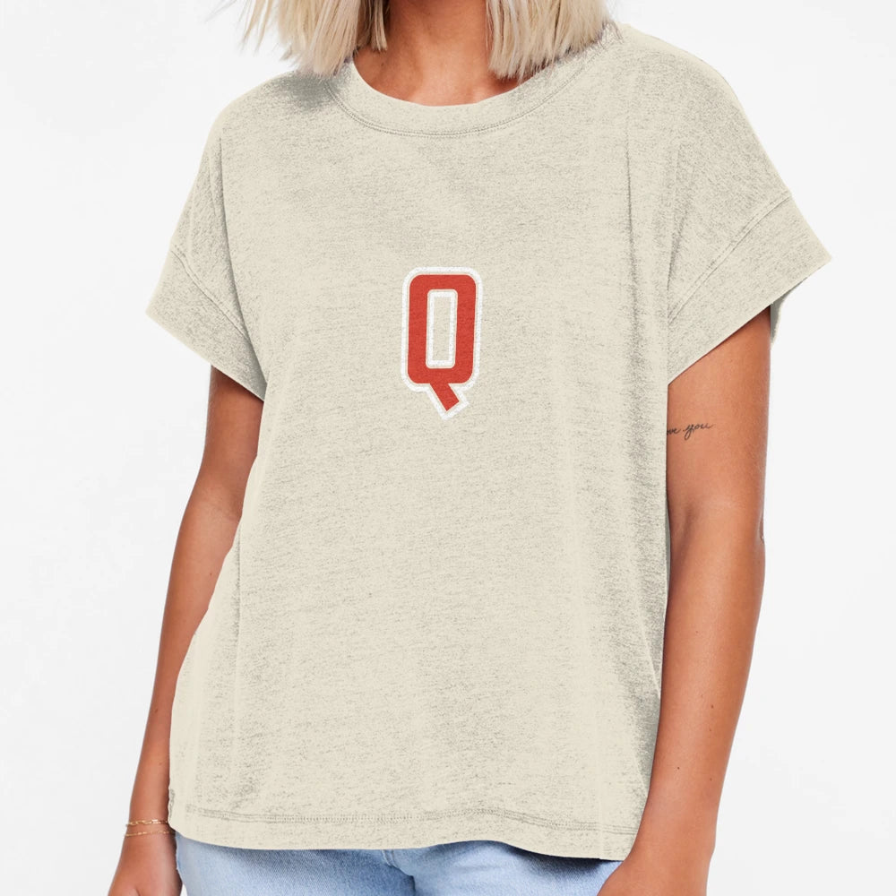 Letter Q Initial Q Varsity Red T-Shirt - Minimalist Print Unisex - T-Shirt, Sweatshirt, Hoodie