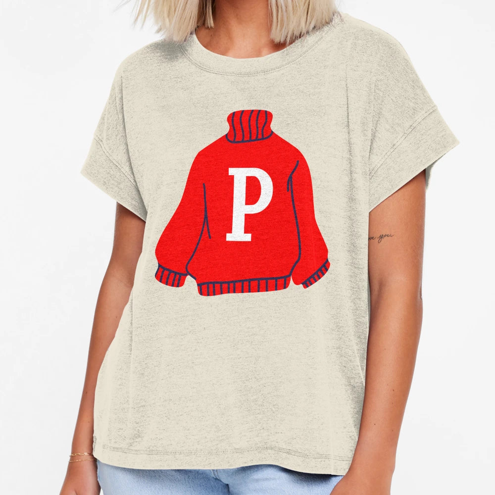 Letter T-Shirt - Casual Everyday Wear for Adults - T-Shirt, Sweatshirt, Hoodie