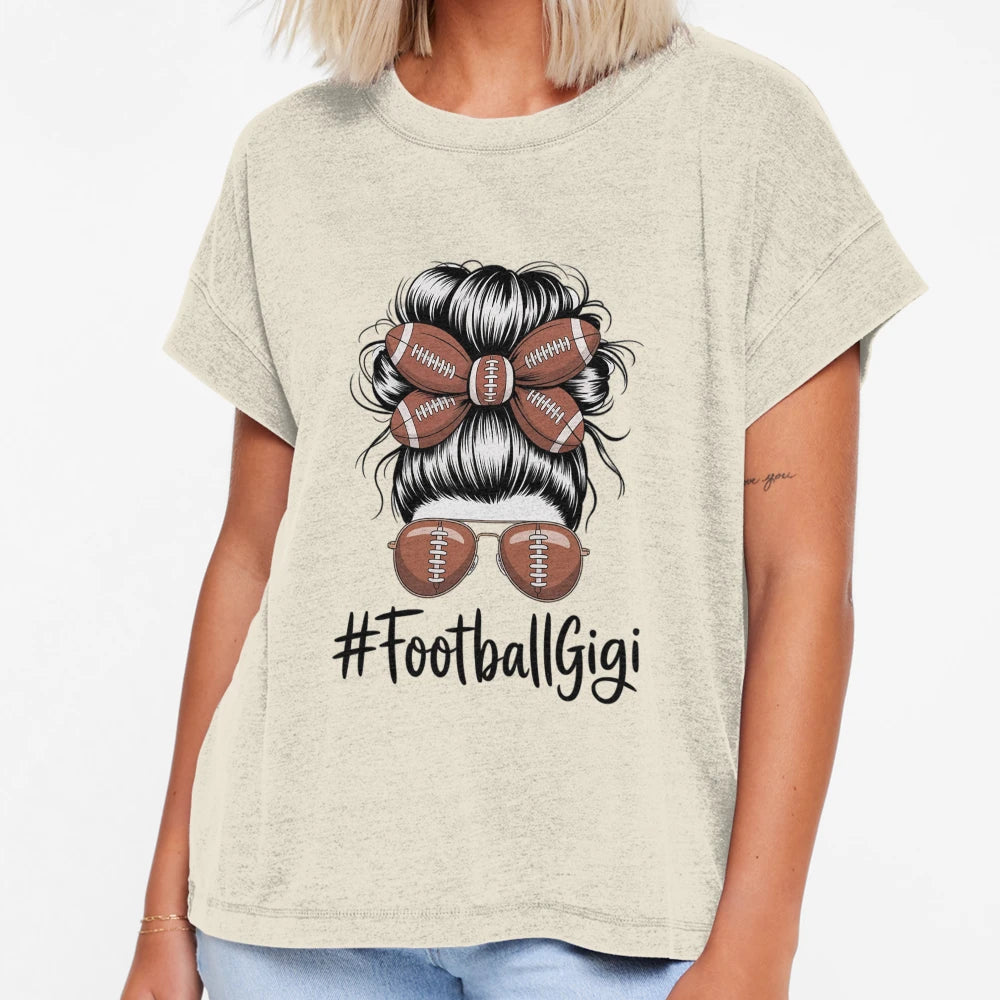 Football Gigi Life Messy Bun Football T-Shirt - Minimalist Print Men Women - T-Shirt, Sweatshirt, Hoodie
