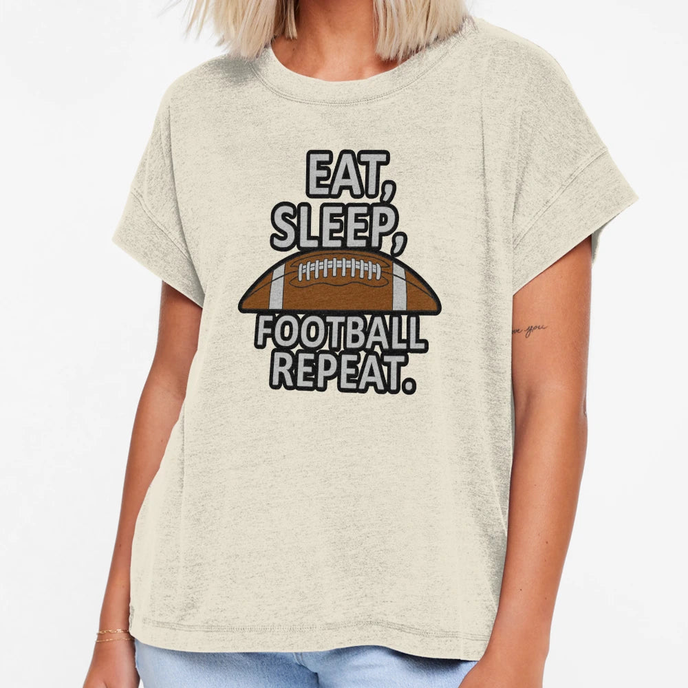 Eat Sleep Football Repeat T-Shirt - Aesthetic Graphic Unisex - T-Shirt, Sweatshirt, Hoodie