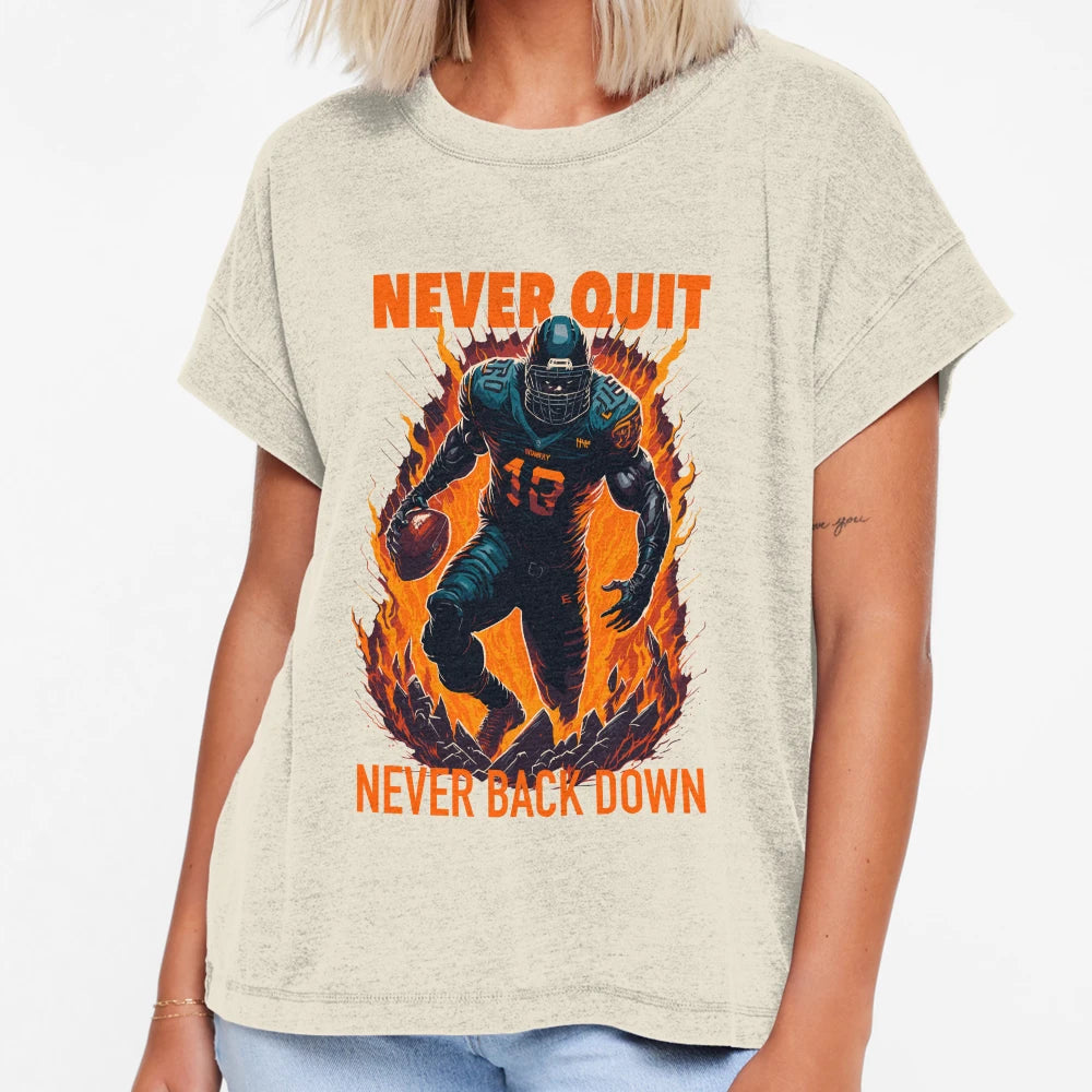 Never Quit Never Back Down T-Shirt - Minimalist Print for Adults - T-Shirt, Sweatshirt, Hoodie