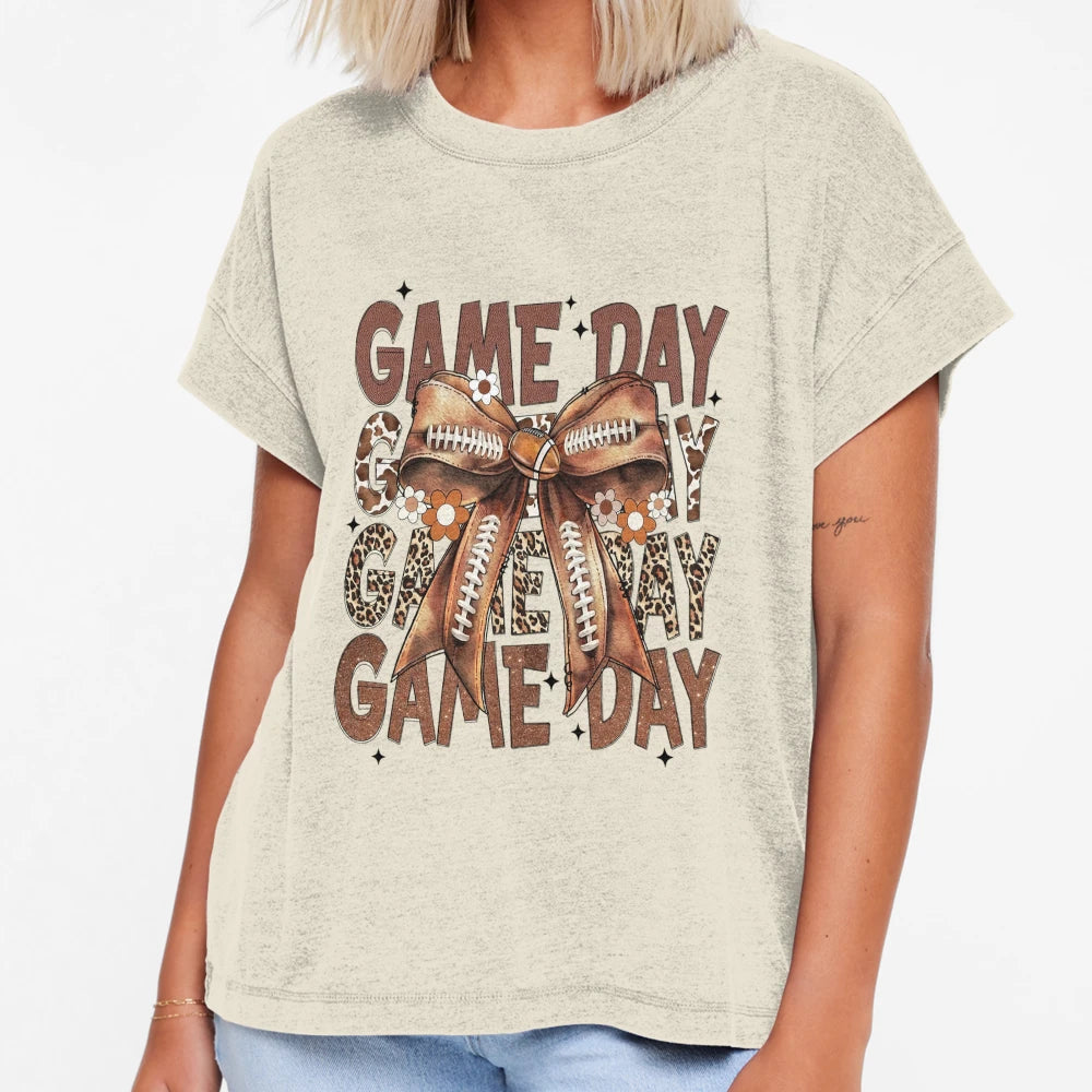 Game Day Football Bow T-Shirt - Novelty Apparel Men Women - T-Shirt, Sweatshirt, Hoodie