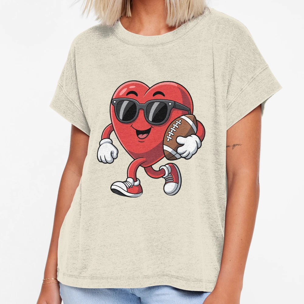 Heart American Football Valentines Day T-Shirt - Novelty Apparel for Adults - T-Shirt, Sweatshirt, Hoodie