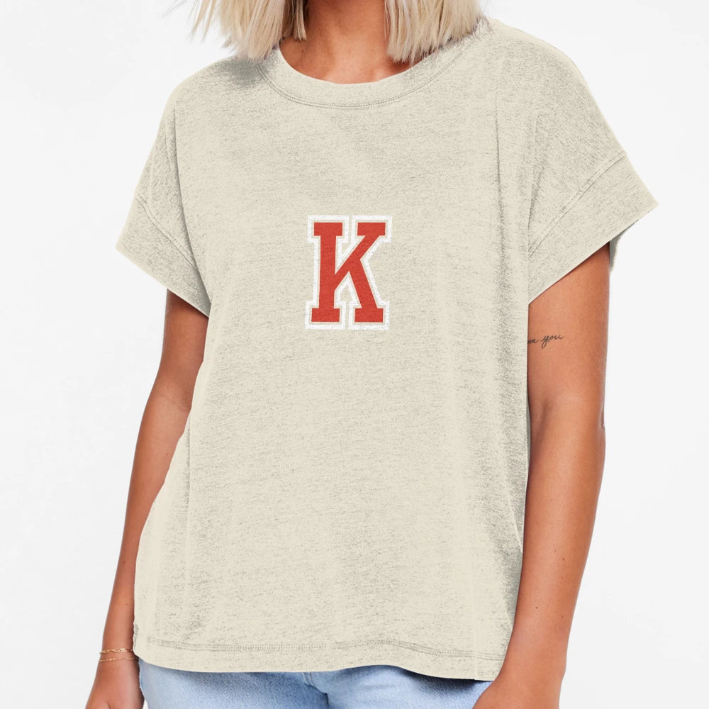 Letter K Initial K Varsity Red T-Shirt - Unique Graphic Unisex - T-Shirt, Sweatshirt, Hoodie