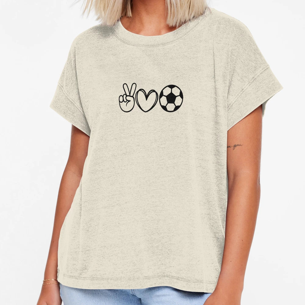 Peace Love Soccer T-Shirt - Custom Art Print for Adults - T-Shirt, Sweatshirt, Hoodie