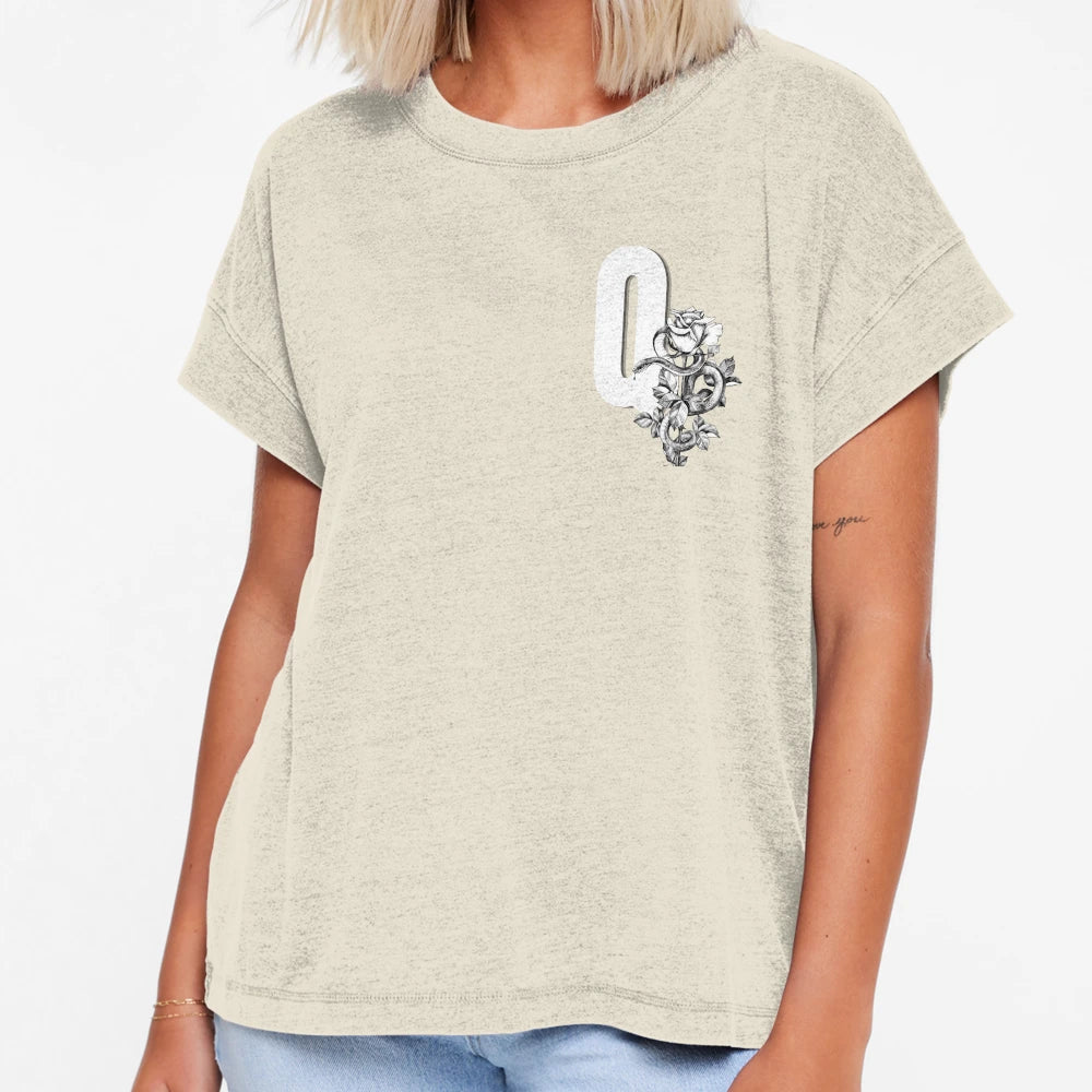 Q Botanical Monogram Peony Snake T-Shirt - Casual Everyday Wear Men Women - T-Shirt, Sweatshirt, Hoodie