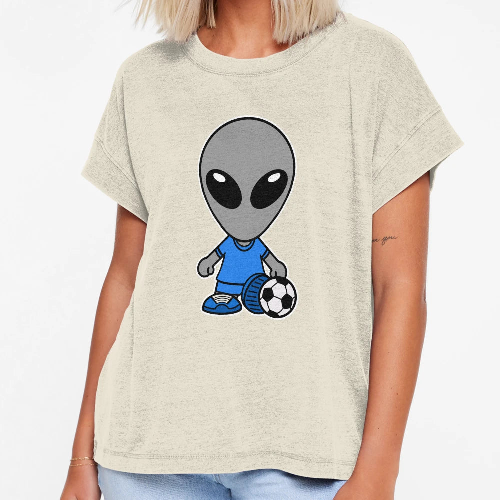 Space Alien Playing Soccer Football T-Shirt - Fun Novelty Design Men Women - T-Shirt, Sweatshirt, Hoodie