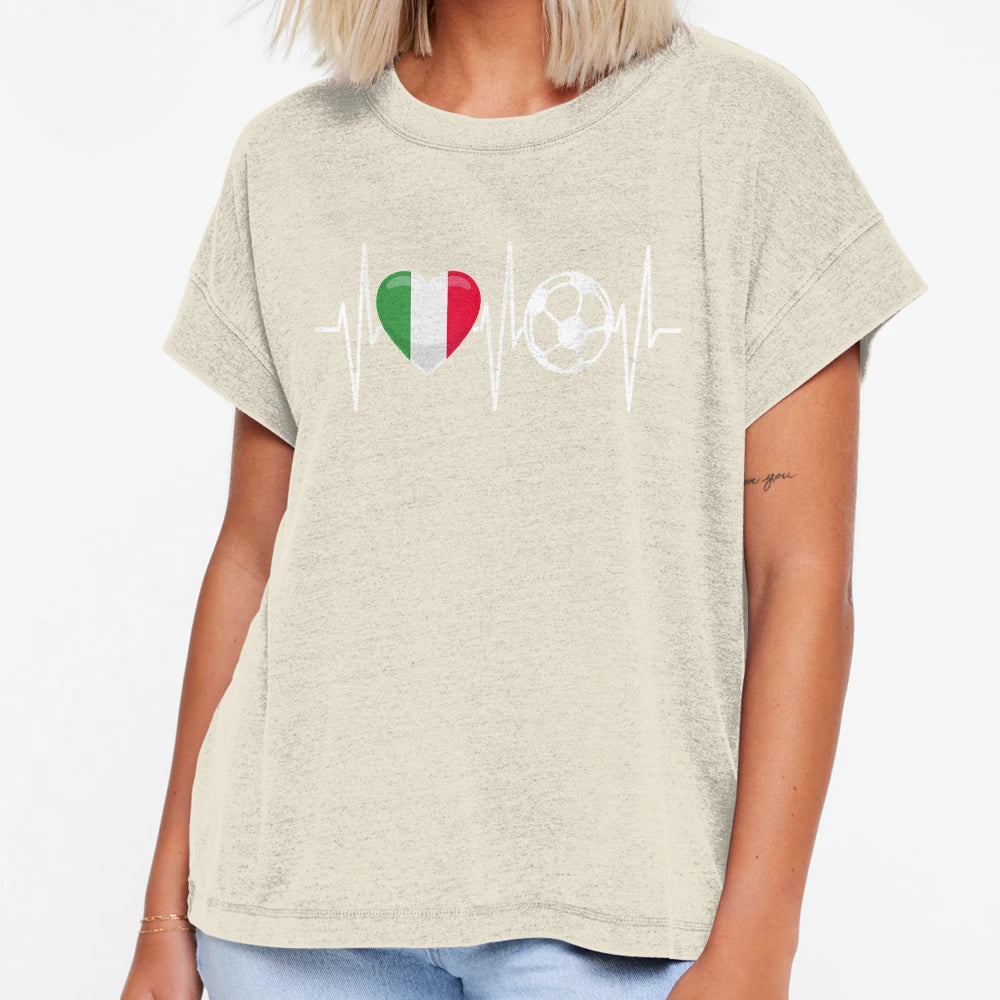 Italy Soccer Funny Soccer Fan Heartbeat T-Shirt - Graphic Print Unisex - T-Shirt, Sweatshirt, Hoodie