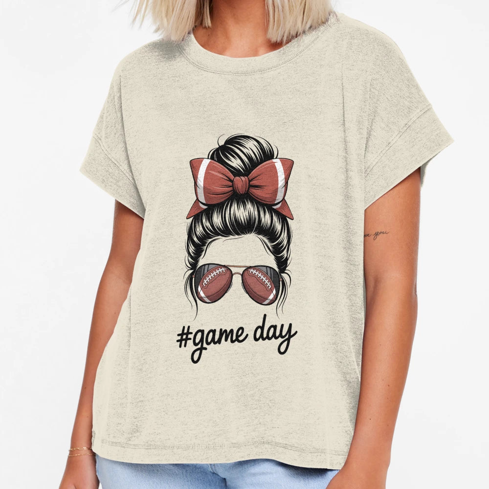 Football Game Day Messy Bun Womens T-Shirt - Aesthetic Graphic Men Women - T-Shirt, Sweatshirt, Hoodie
