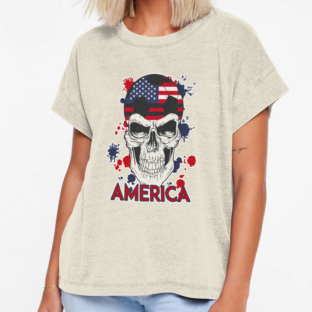 Usa Soccer Skull American Soccer T-Shirt - Fun Novelty Design for Adults - T-Shirt, Sweatshirt, Hoodie