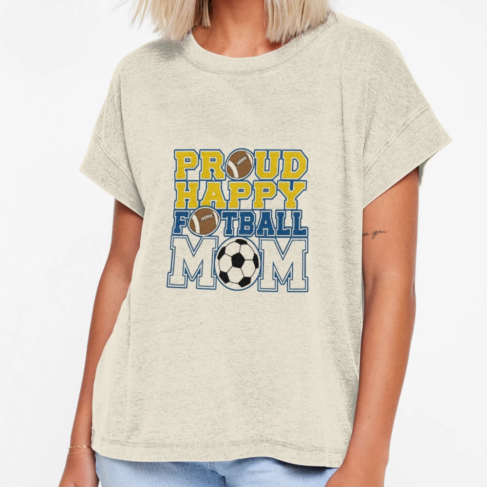 Proud Happy Football Mom T-Shirt - Aesthetic Graphic Unisex - T-Shirt, Sweatshirt, Hoodie