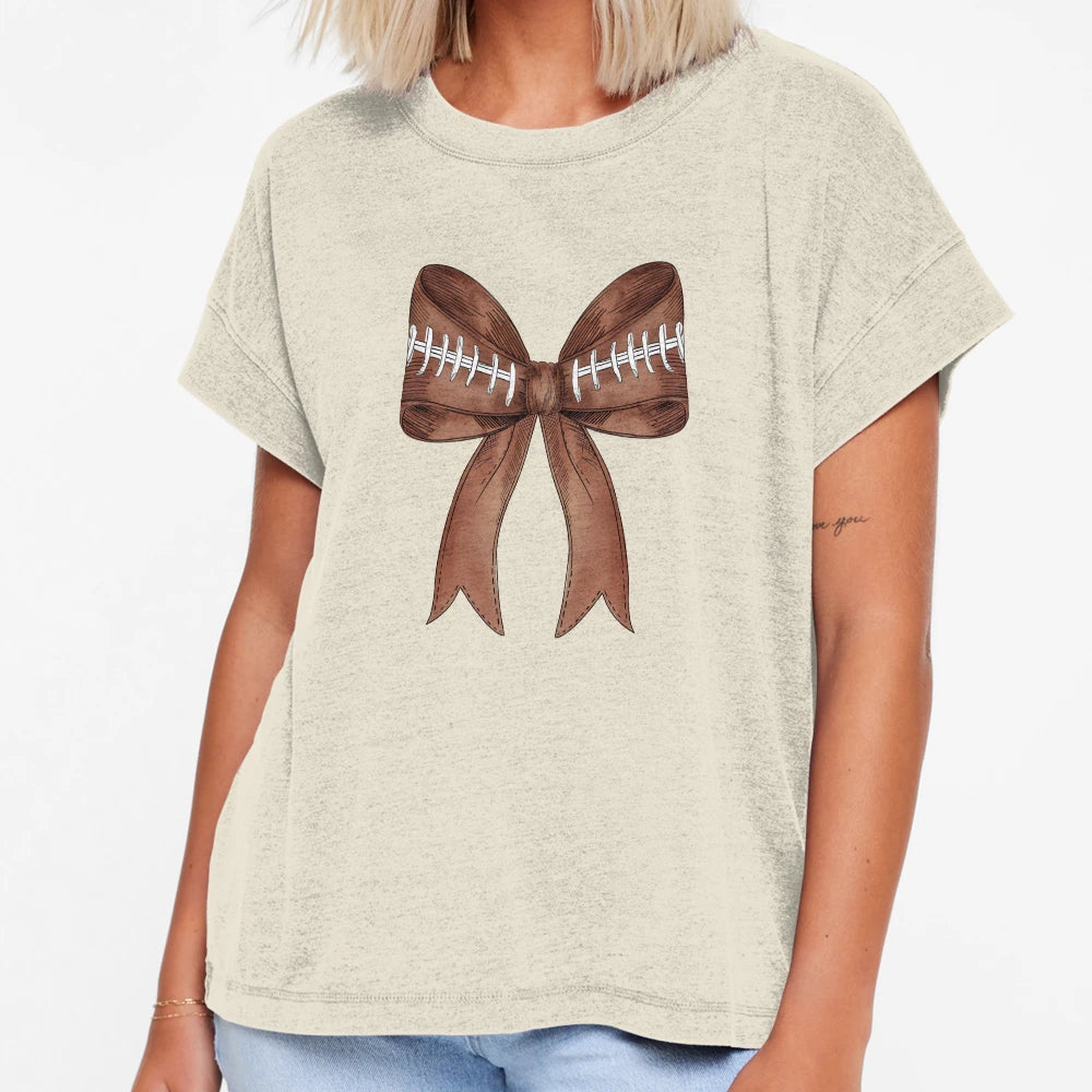 Coquette Football Bow T-Shirt - Minimalist Print for Adults - T-Shirt, Sweatshirt, Hoodie