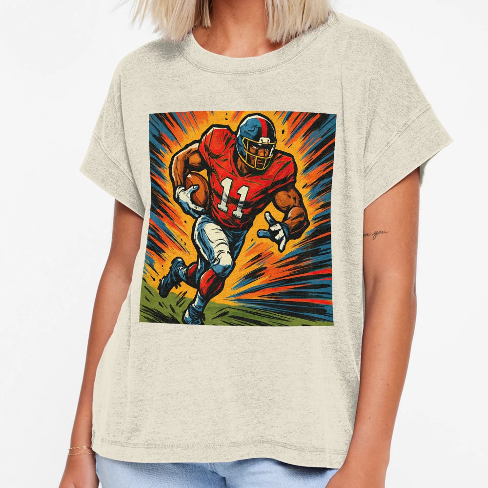 Football Player Comics Stylcartoone T-Shirt - Minimalist Print for Adults - T-Shirt, Sweatshirt, Hoodie