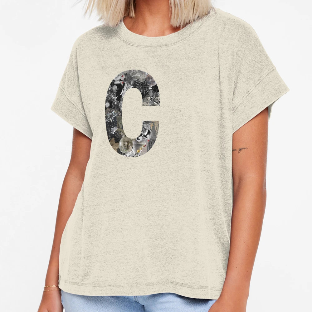 C Silver Star Collage Preppy T-Shirt - Custom Art Print for Adults - T-Shirt, Sweatshirt, Hoodie