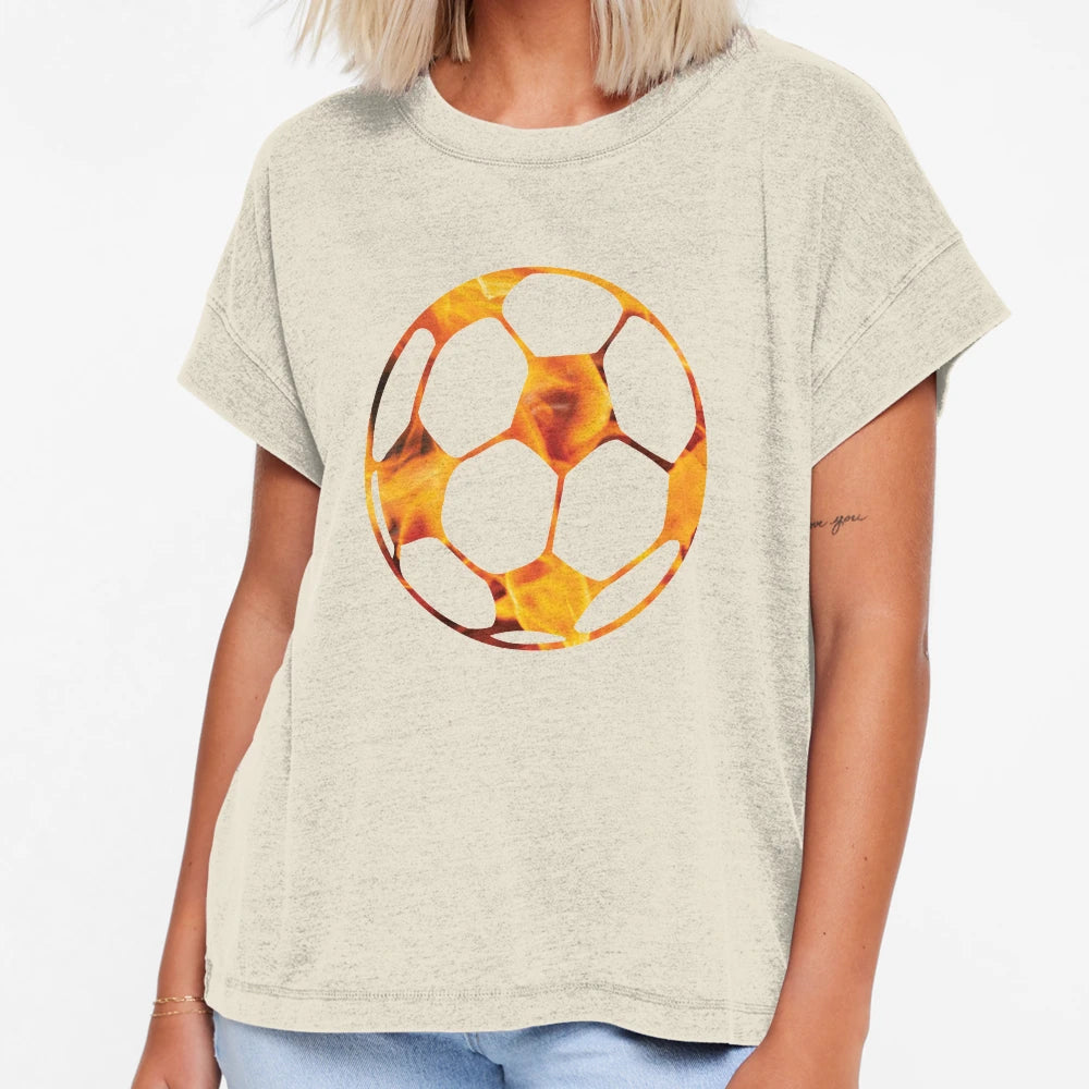 Fire Red Soccer Football Ball T-Shirt - Custom Art Print Men Women - T-Shirt, Sweatshirt, Hoodie
