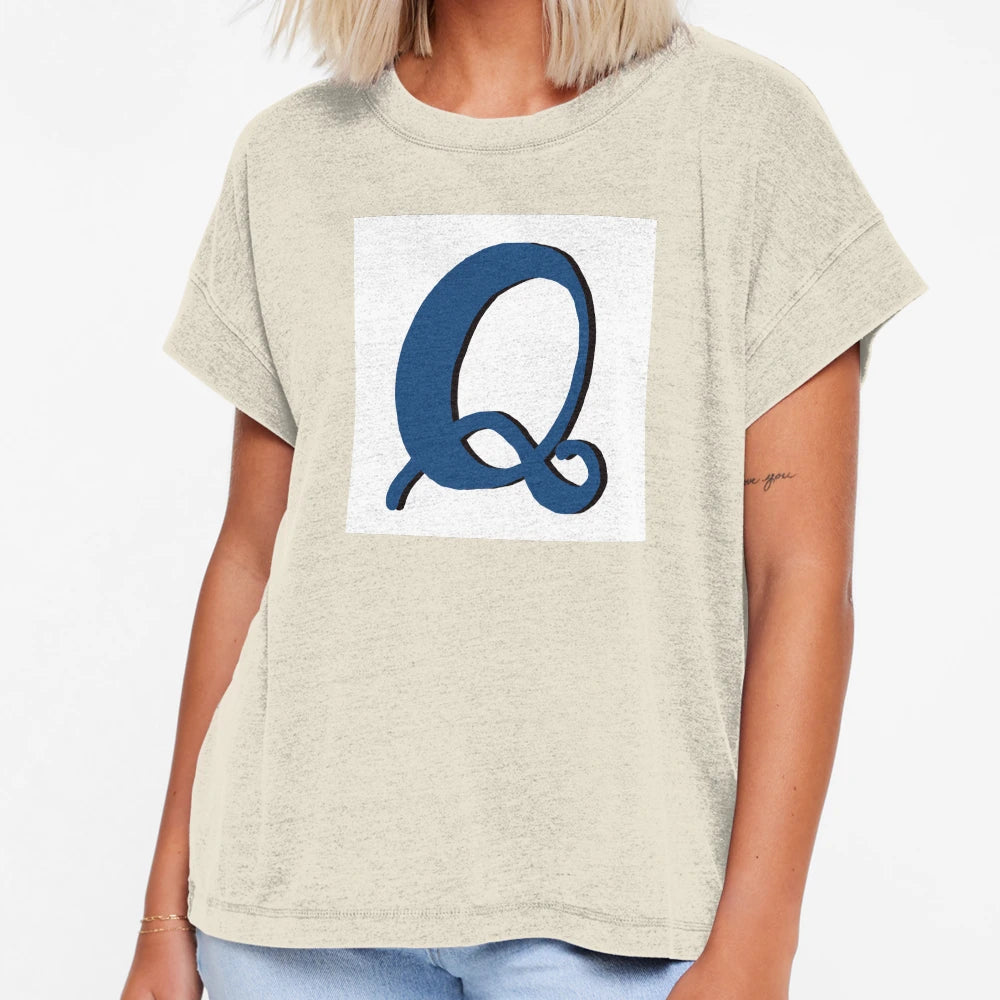 Letter Q Blue Initial Monogram T-Shirt - Custom Art Print Men Women - T-Shirt, Sweatshirt, Hoodie