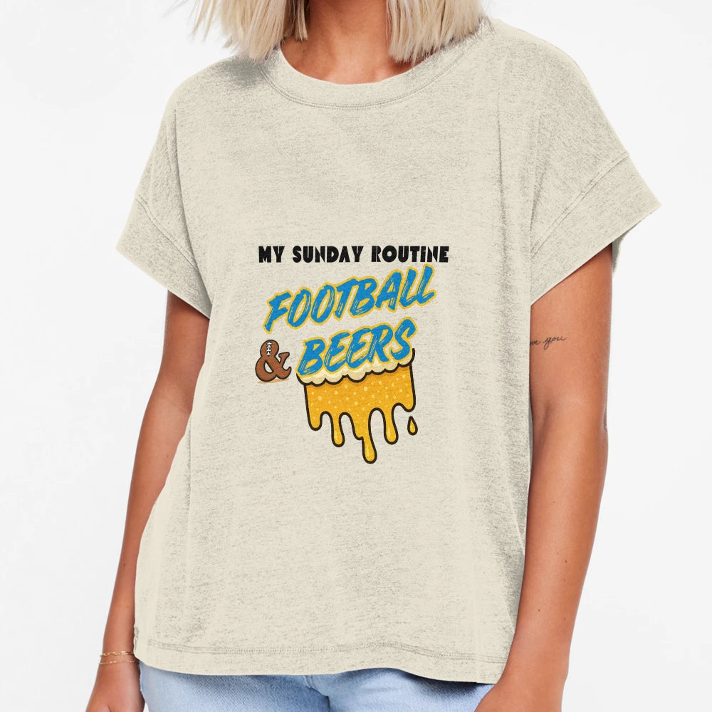 Football Beers Sunday Routine Funny T-Shirt - Casual Everyday Wear Unisex - T-Shirt, Sweatshirt, Hoodie