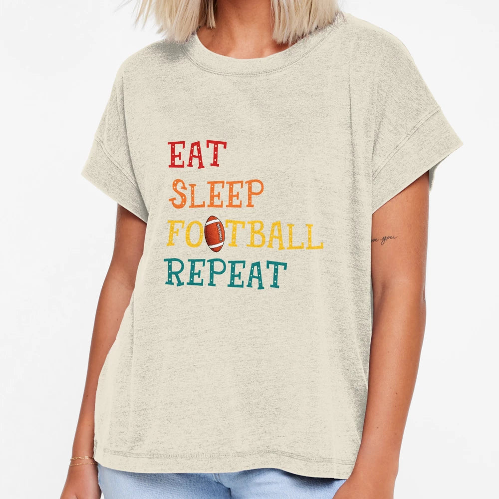 Eat Sleep Football Repeat Football Lovers T-Shirt - Graphic Print Unisex - T-Shirt, Sweatshirt, Hoodie
