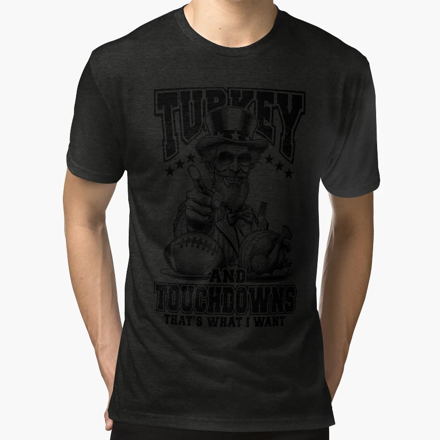 Turkey Touchdowns Funny T-Shirt - Fun Novelty Design for Adults - T-Shirt, Sweatshirt, Hoodie