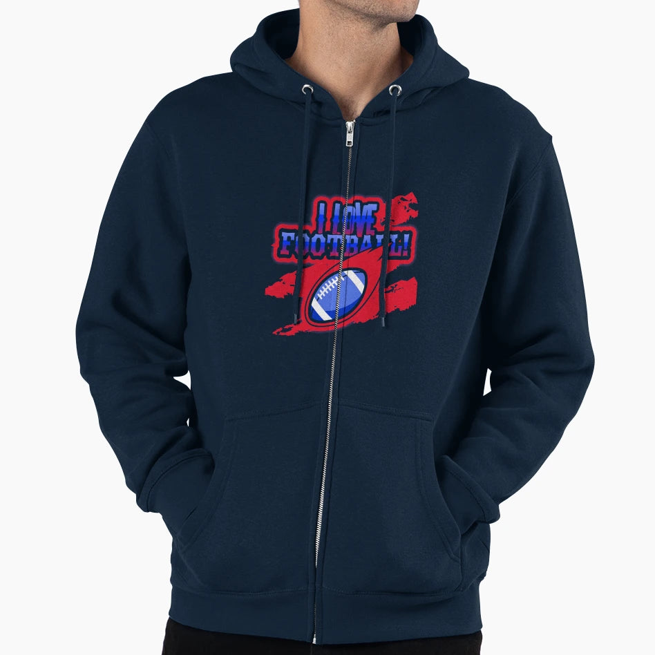 I Love Football Hoodie - Custom Art Print for Adults - T-Shirt, Sweatshirt, Hoodie