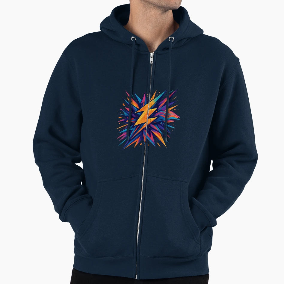 Futuristic Lightning Explosion Bold Hoodie - Graphic Print for Adults - T-Shirt, Sweatshirt, Hoodie