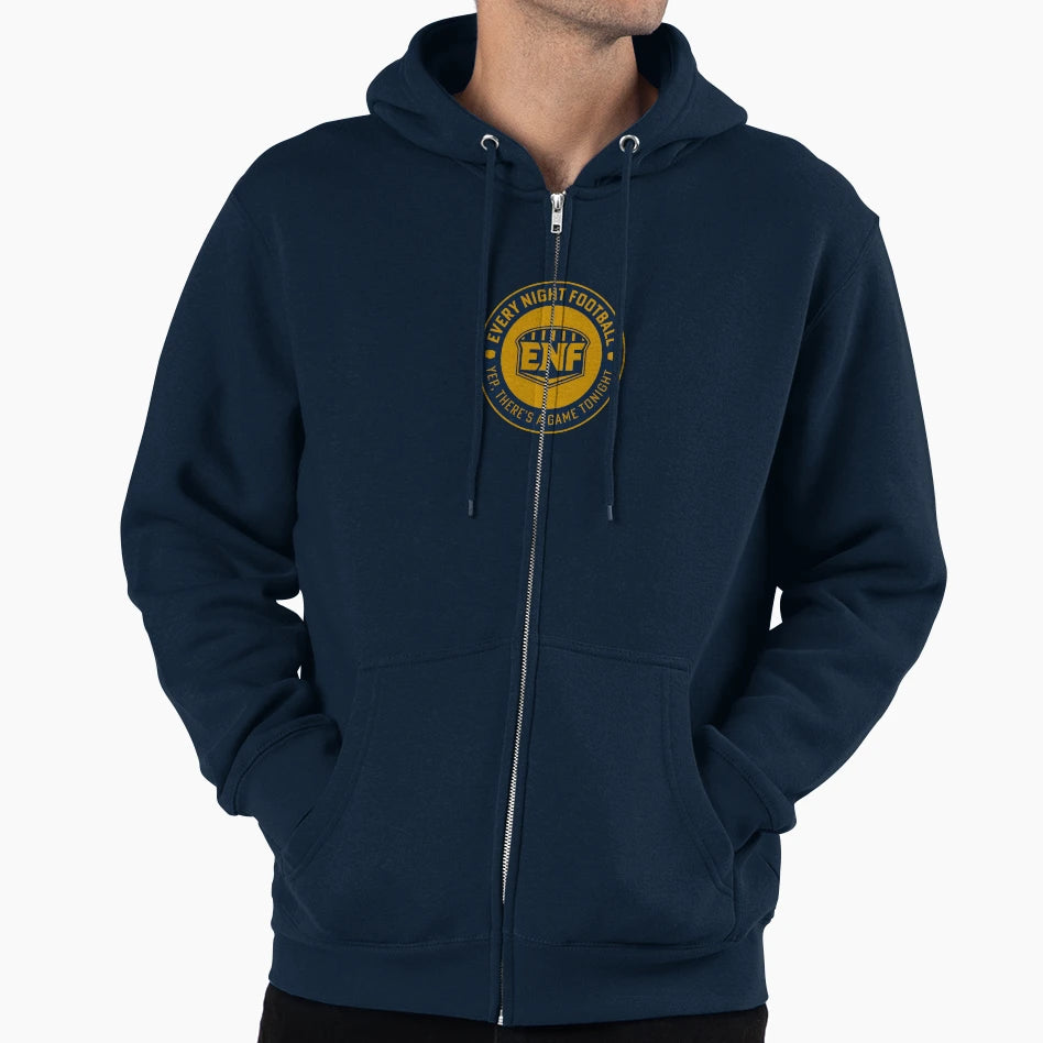 Every Night Football Circular Slogan Navy Hoodie - Streetwear Style Unisex - T-Shirt, Sweatshirt, Hoodie