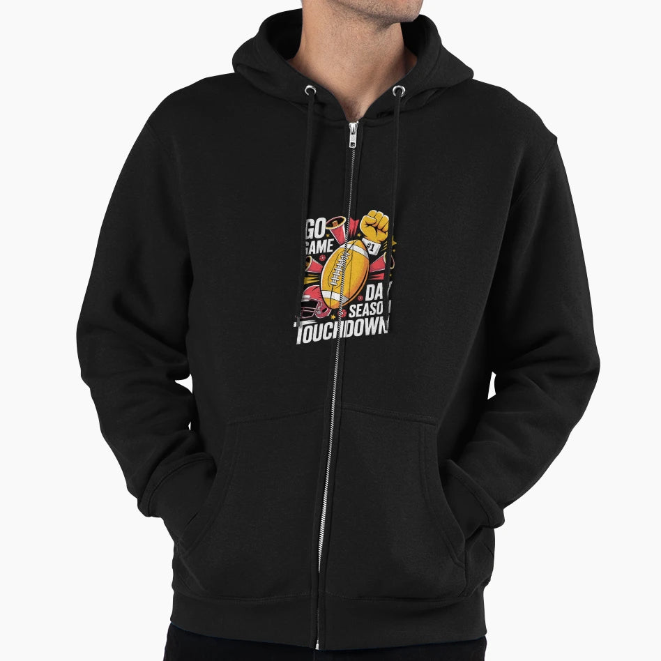 Game Day Red Yellow Touchdown Season Hoodie - Streetwear Style for Adults - T-Shirt, Sweatshirt, Hoodie
