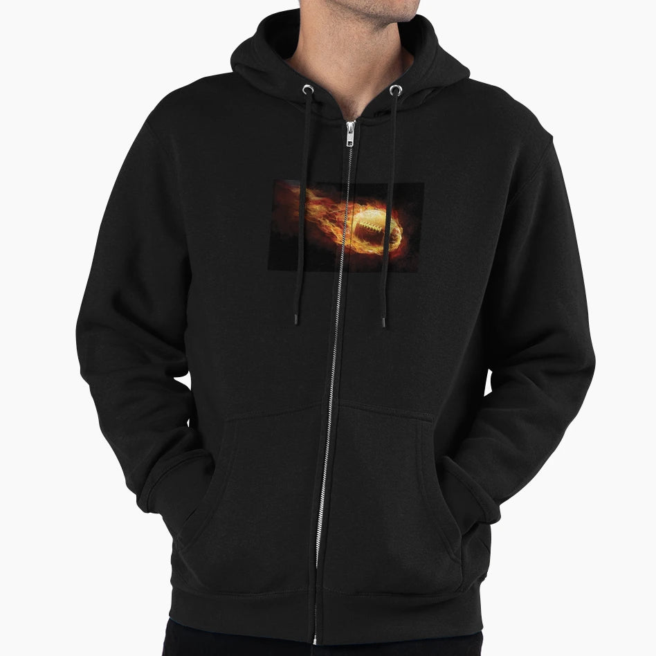 Fiery Football Hoodie - Unique Graphic for Adults - T-Shirt, Sweatshirt, Hoodie
