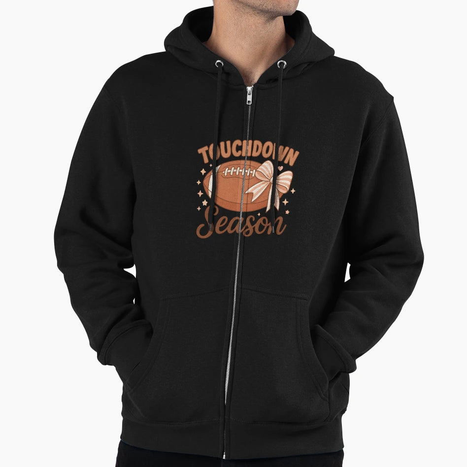 Touchdown Season Football Aesthetic Bow Hoodie - Streetwear Style Unisex - T-Shirt, Sweatshirt, Hoodie
