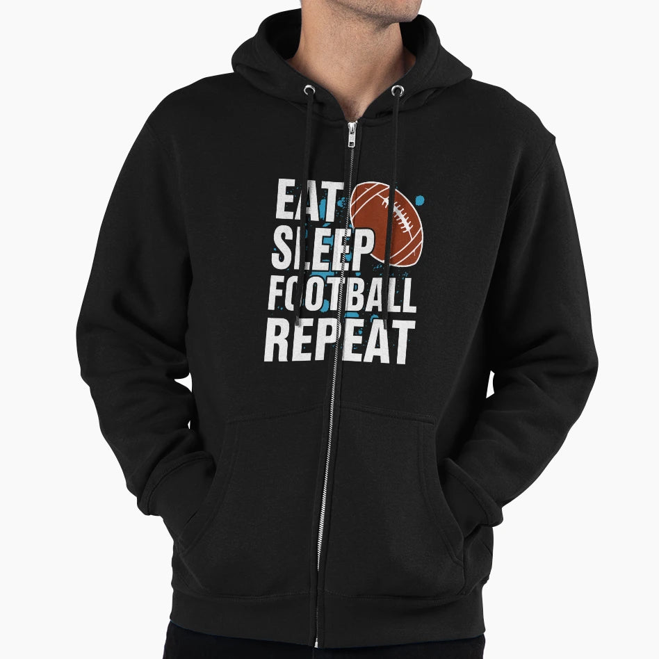 Eat Sleep Football Repeat American Hoodie - Minimalist Print Unisex - T-Shirt, Sweatshirt, Hoodie