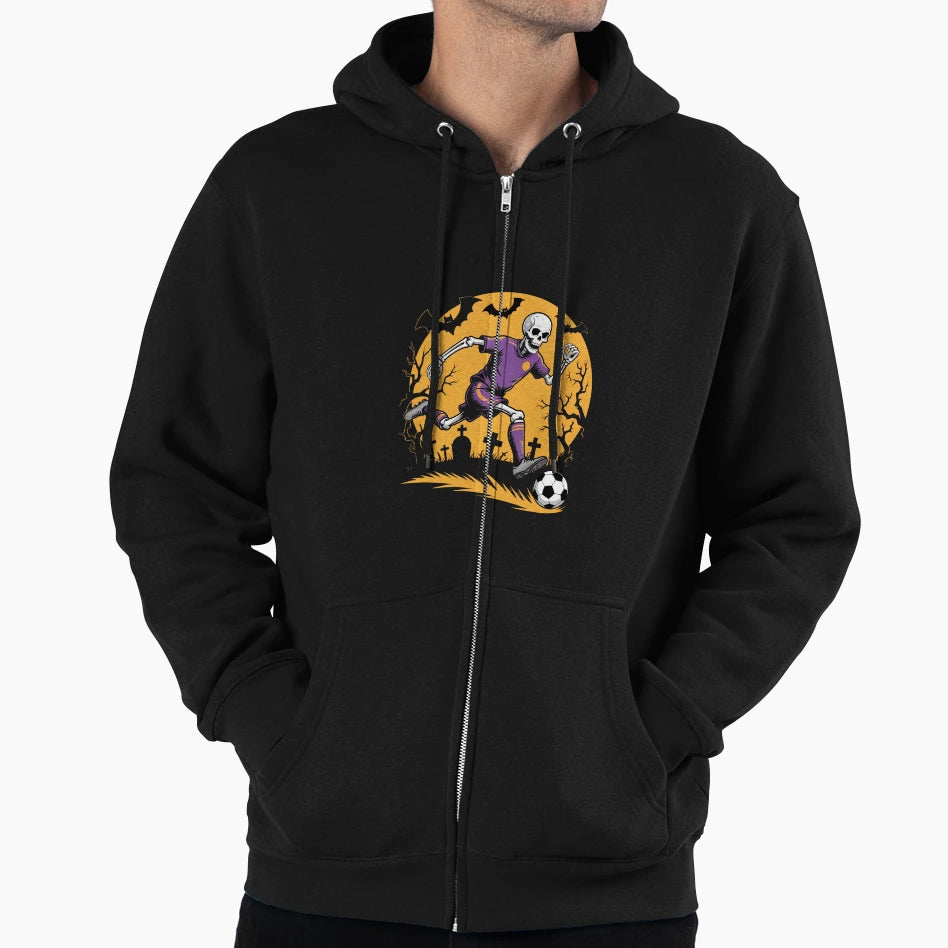Soccer Skeleton Halloween Football Hoodie - Custom Art Print Men Women - T-Shirt, Sweatshirt, Hoodie