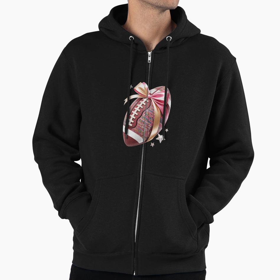 Coquette Bow Football Player Hoodie - Fun Novelty Design for Adults - T-Shirt, Sweatshirt, Hoodie