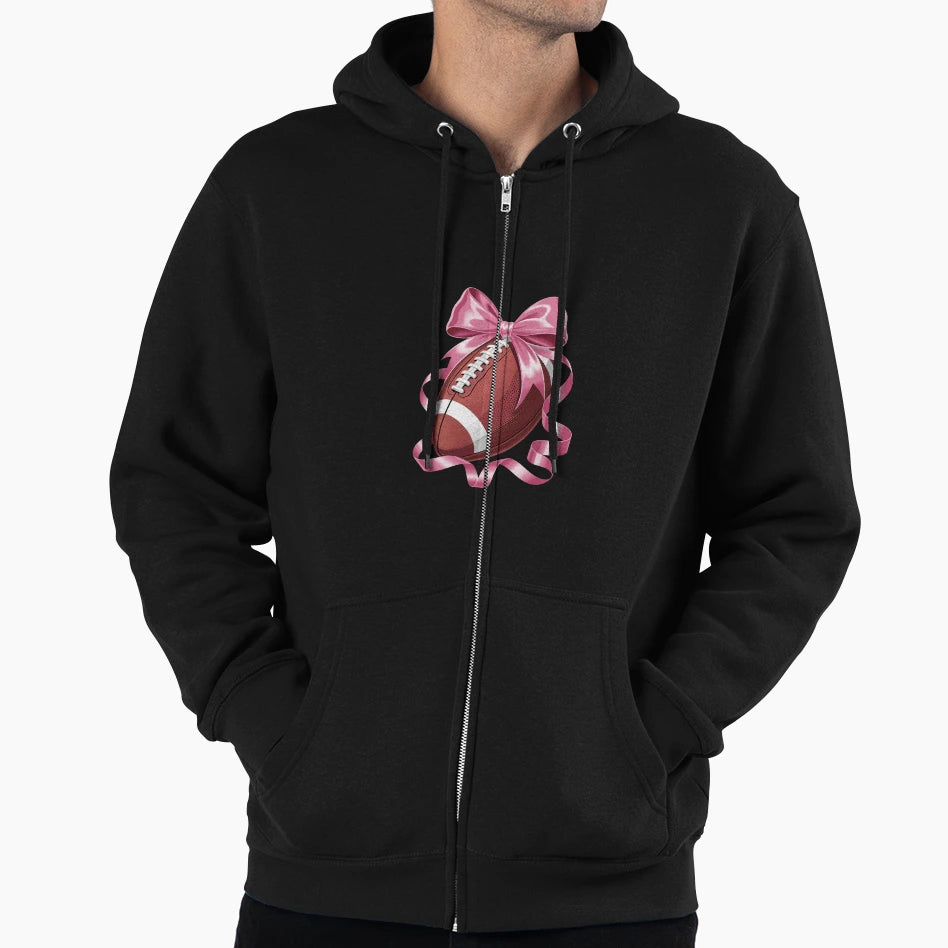 Coquette Bow Football Player American Hoodie - Unique Graphic for Adults - T-Shirt, Sweatshirt, Hoodie