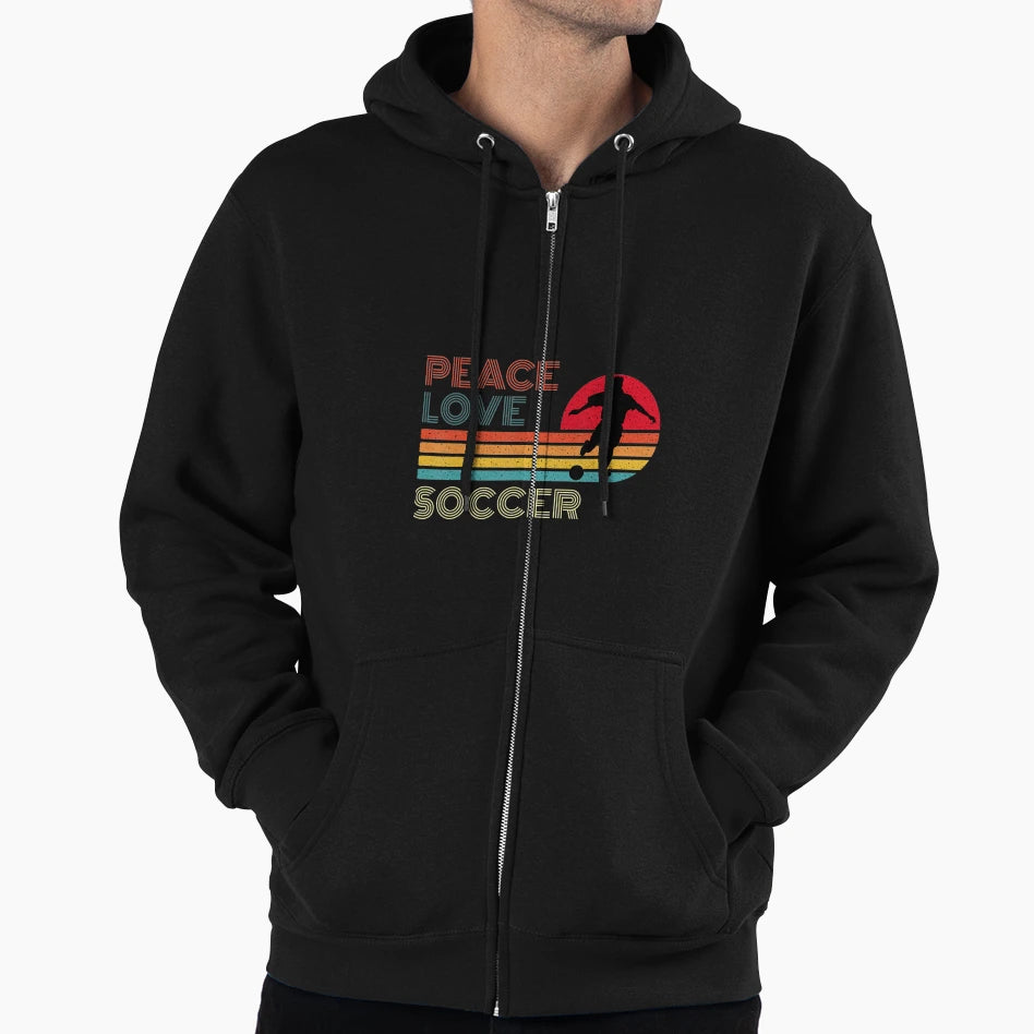 Peace Love Soccer Striped Sunset Sport Hoodie - Novelty Apparel Men Women - T-Shirt, Sweatshirt, Hoodie