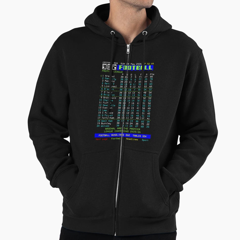 2026 Season Ceefax Final League Table Hoodie - Trendy Graphic Unisex - T-Shirt, Sweatshirt, Hoodie